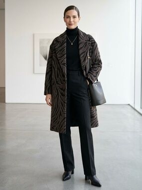 𝐙𝐀𝐑𝐀 Zebra Print  Coat Brown Black XS